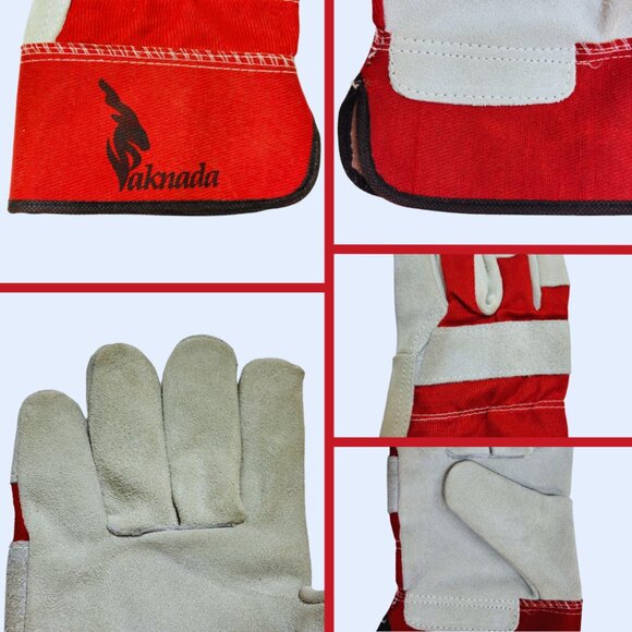 PAKNADA CowSplit leather Gloves 1Pair Red Single Palm for Industrial Outdoor - Picture 7 of 7